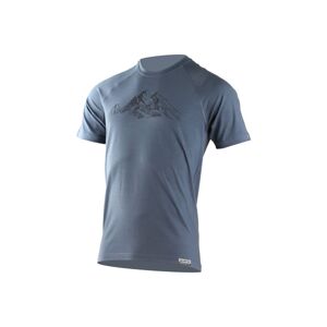 Lasting pánske merino tričko s tlačou HILL modré Veľkosť: XXL