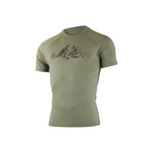 Lasting pánske merino tričko s tlačou HILL zelené Veľkosť: -XXL