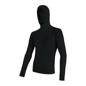 SENSOR MERINO DF pánske tričko dl. rukáv s kapucňou čierna Veľkosť: XL