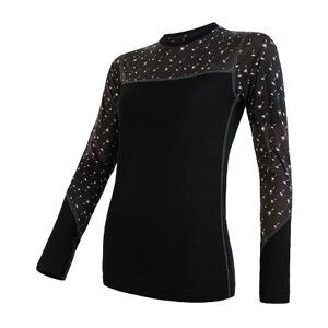 SENSOR MERINO IMPRESS dámske tričko dl.rukáv čierna / pattern Veľkosť: XL
