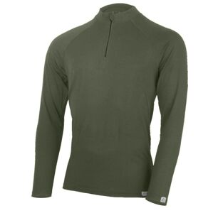 Lasting vlnené merino tričko so zipsom pri krku AZAR zelené Veľkosť: XL pánske tričko