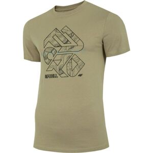 4F MENS T-SHIRT Pánske tričko, khaki, veľkosť XL