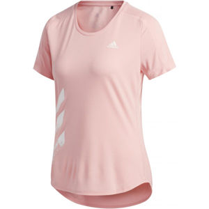 adidas RUN IT TEE 3S W Dámske športové tričko, ružová,biela, veľkosť