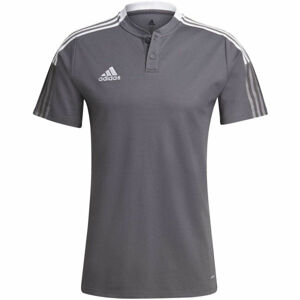 adidas TIRO21 POLO Pánske futbalové tričko, sivá, veľkosť L