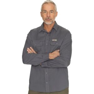 BUSHMAN LANAI Pánska košeľa s dlhým rukávom, tmavo sivá, veľkosť XXL