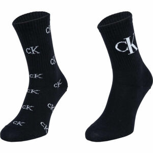 Calvin Klein 2PK ALLOVER MONOGRAM CASUAL CREW EDEN Dámske ponožky, čierna, veľkosť UNI