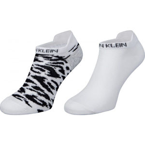 Calvin Klein WOMEN LINER 2P LEOPARD BACK TAB Dámske ponožky, biela, veľkosť