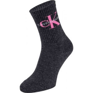 Calvin Klein WOMEN SHORT SOCK 1P JEANS LOGO BOWERY Dámske ponožky, tmavo sivá, veľkosť UNI