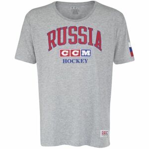 CCM FLAG TEE TEAM RUSSIA Pánske tričko, sivá, veľkosť S