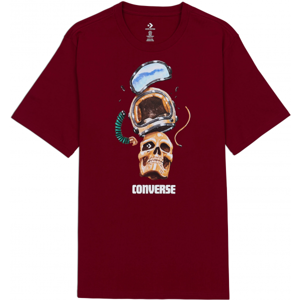 Converse SKULL HELMET TEE vínová L - Pánske tričko