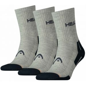 Head PERFORMANCE SHORT CREW 3P Ponožky, sivá,čierna, veľkosť