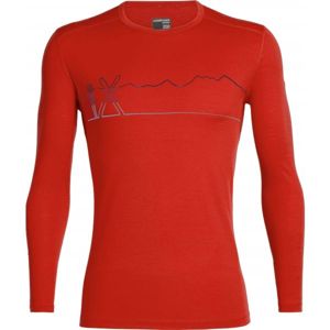Icebreaker OASIS LS CREWE SINGLE LINE SKI červená XL - Funkčné tričko z vlny Merino