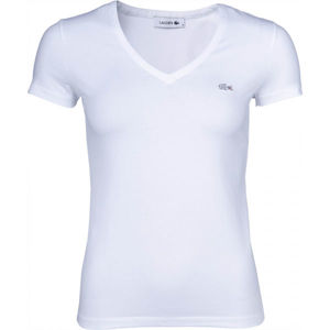 Lacoste V NECK SS T-SHIRT biela M - Dámske tričko