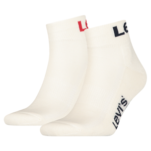 Levi's MID CUT SPORT LOGO 2P Unisex ponožky, biela, veľkosť 35/38