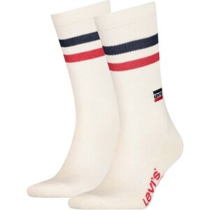 Levi's REG CUT RETRO SPORT STRIPES 2P Unisex ponožky, biela, veľkosť 35/38