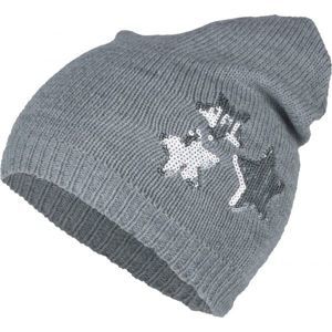 Lewro DORINKA Detská pletená čiapka, sivá,biela, veľkosť