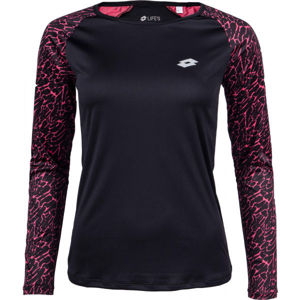 Lotto SPEEDRUN W III TEE LS PRT PL Dámske športové tričko, čierna,ružová,biela, veľkosť