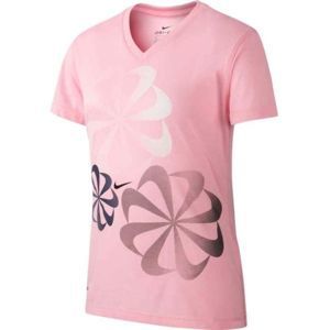 Nike NK DRY LEG TEE V SWOOSH ružová L - Dievčenské tričko