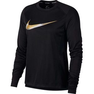 Nike MILER TOP LS METALLIC čierna S - Dámske bežecké tričko