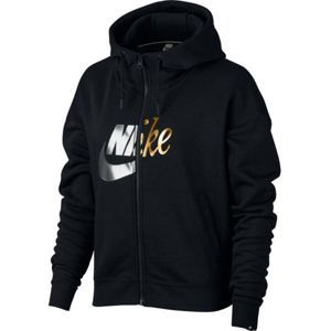 Nike NSW RALLY HOODIE FZ MATALIC Dámska mikina s kapucňou, čierna,zlatá,strieborná, veľkosť