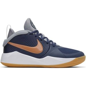 Nike TEAM HUSTLE D9 Detská basketbalová obuv, tmavo modrá,sivá,hnedá,biela, veľkosť 38