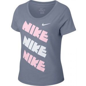 Nike SPORTSWEAR TEE HOUNDSTOOTH SCOOP Dievčenské tričko, sivá, veľkosť S