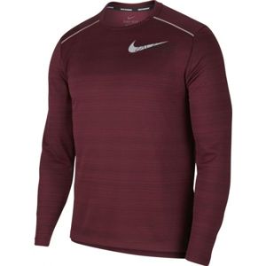 Nike DF MILER LS FLASH NV M vínová XL - Pánske tričko s dlhým rukávom