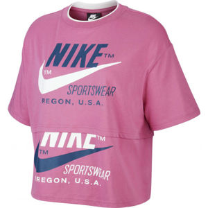 Nike NSW ICN CLSH SS TOP W ružová M - Dámske tričko