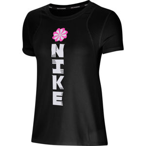Nike ICNCLSH RUN SS GX Dámske bežecké tričko, čierna,biela,reflexný neón, veľkosť