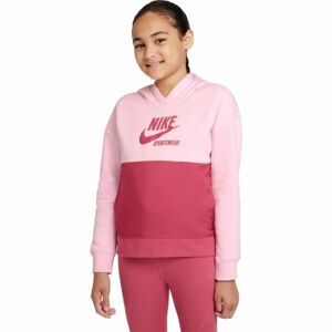 Nike NSW HERITAGE FT HOODIE G Dievčenská mikina, ružová, veľkosť