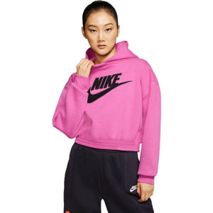 Nike NSW ICN CLSH FLC HOODIE BB W ružová XS - Dámska mikina
