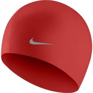 Nike SOLID SILICONE YOUTH Detská plavecká čiapka, červená,sivá, veľkosť