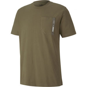 Puma NU-TILITY POCKET TEE Pánske tričko, khaki, veľkosť M