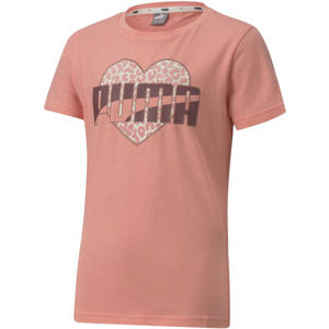 Puma ALPHA TEE G Dievčenské voľnočasové tričko, lososová,mix, veľkosť