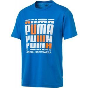 Puma TEE Pánske štýlové tričko, modrá,biela,oranžová, veľkosť