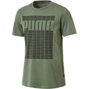 Puma WORDING TEE tmavo zelená M - Pánske tričko