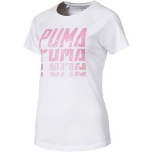Puma FONT GRAPHIC TEE Dámske tričko, biela,ružová, veľkosť