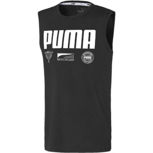 Puma ALPHA SUMMER SVEELESS TEE B Chlapčenské športové tielko, čierna, veľkosť 128