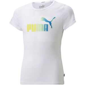 Puma ESS+BLEACH LOGO TEE Dievčenské tričko, biela, veľkosť 128