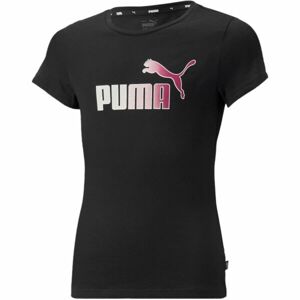 Puma ESS+BLEACH LOGO TEE Dievčenské tričko, čierna, veľkosť 116
