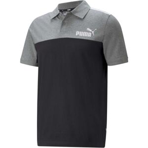 Puma ESS+BLOCK JERSEY POLO Pánske polo tričko, čierna, veľkosť XL