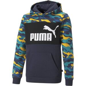 Puma ESS+CAMO HOODIE FL B Detská  mikina, tmavo modrá, veľkosť 152