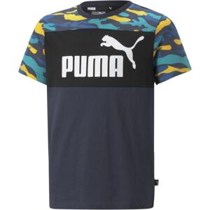 Puma ESS+CAMO TEE Chlapčenské tričko, tmavo modrá, veľkosť 128