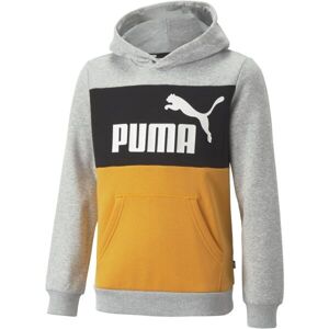 Puma ESS+COLORBLOCK HOODIE FL B Detská  mikina, sivá, veľkosť 140