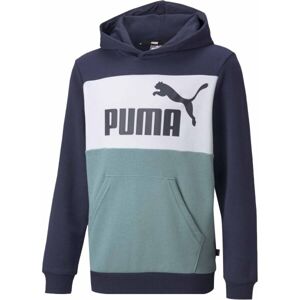 Puma ESS+COLORBLOCK HOODIE TR Chlapčenská mikina, tmavo modrá, veľkosť 140