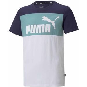 Puma ESS+COLORBLOCK TEE Chlapčenské tričko, biela, veľkosť 116