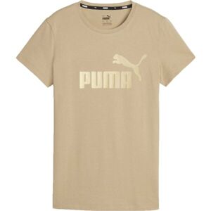 Puma ESS+ METALLIC LOGO TEE Dámske tričko, béžová, veľkosť
