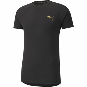 Puma EVOSTRIPE TEE Pánske športové tričko, čierna,zlatá, veľkosť