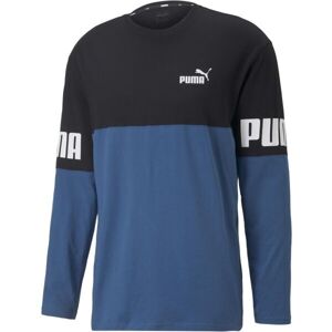 Puma POWER COLORBLOCK LONG SLEEVE TEE Pánske tričko, modrá, veľkosť S