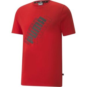Puma POWER LOGO TEE Pánske tričko, červená,tmavo sivá, veľkosť